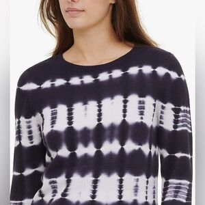 CALVIN KLEIN SWEATER CREWNECK TIE-DYE KNIT WOMENS COTTON BLUE COLOR SIZE SMALL